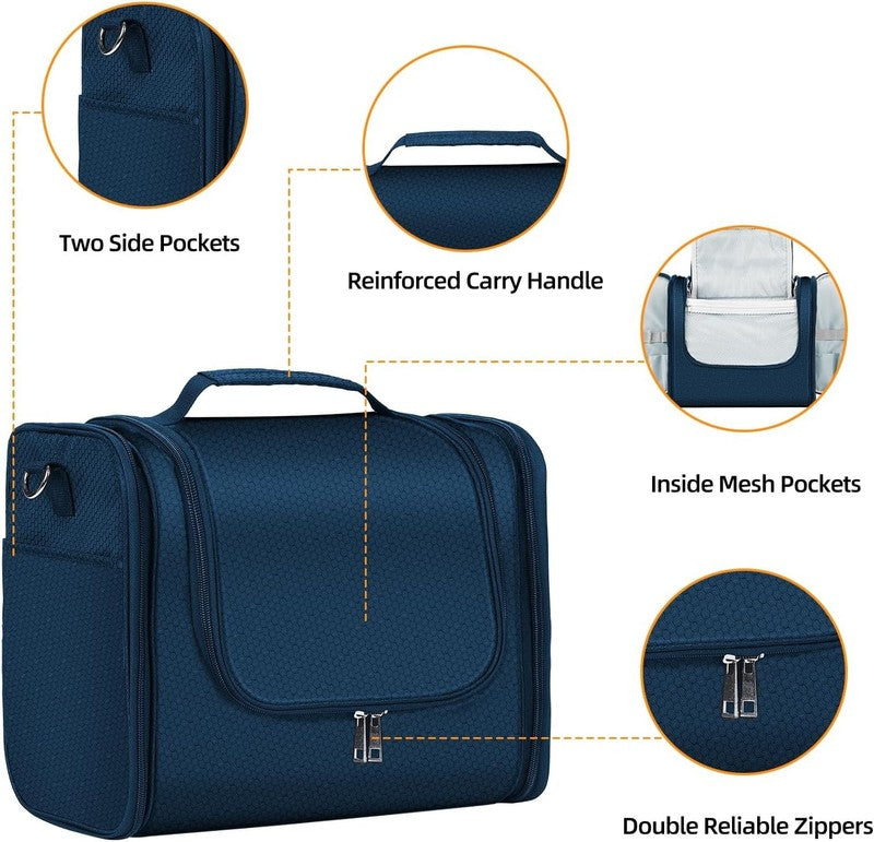 Extra Large Hanging Toiletry Bag Travel Dopp Kit Water-Resistant Blue with Strap3