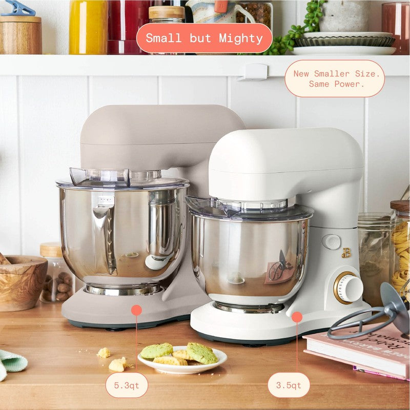 3.5 Qt Stand Mixer White Icing w/ Flat Beater Dough Hook & Whisk2