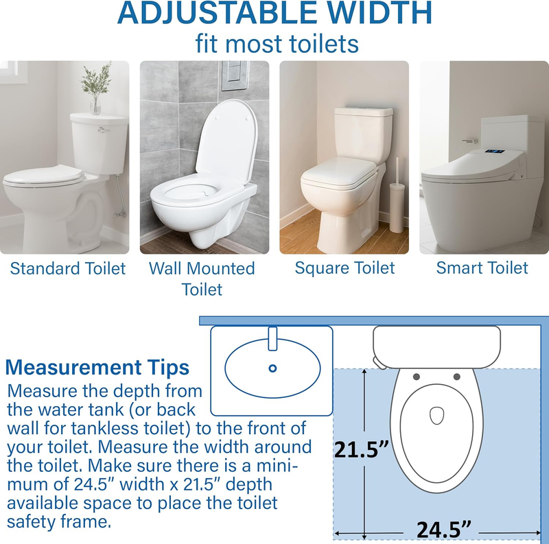 Medical Deluxe Adjustable and Foldable Toilet Safety Frame, Bathroom Handrail As2