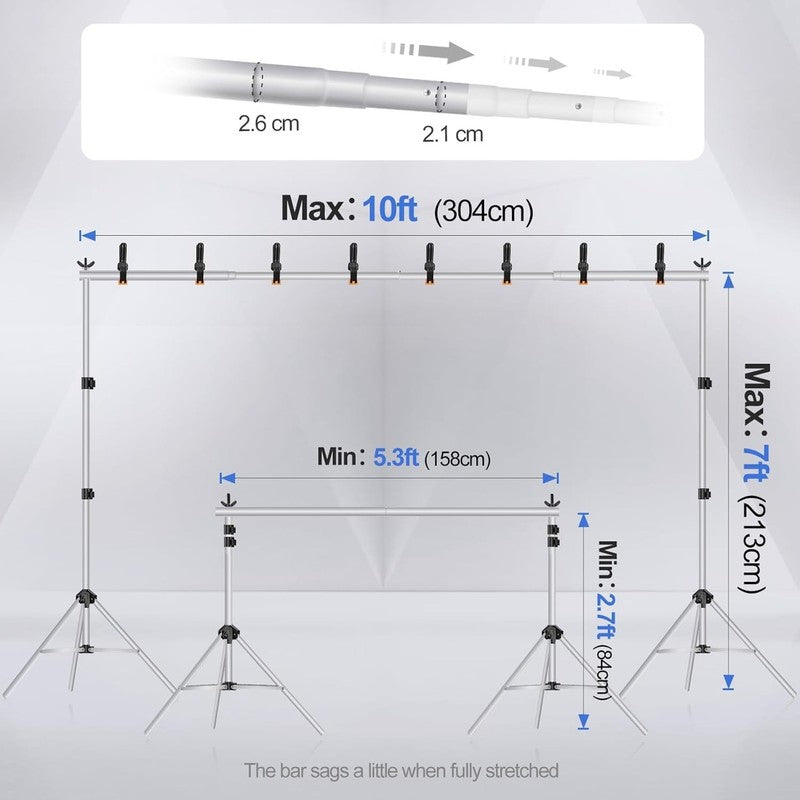 Backdrop Stand 10X7Ft(Wxh) Photo Studio Adjustable Background Stand Support Kit 3