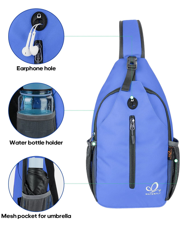 Unisex Hiking Travel Nylon Sling Bag Cross Body Shoulder Chest Bag,Indigo5