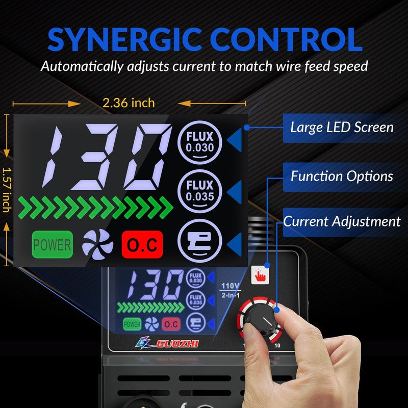 130A Portable MIG Welder,110V 2 in 1 Gasless Flux Core Mig/Stick Welding Machine2