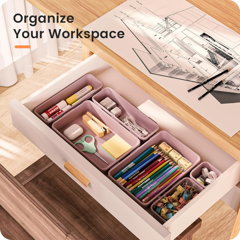 Drawer Organizer Makeup Storage 5 Size Holds 177 Items Lilac4