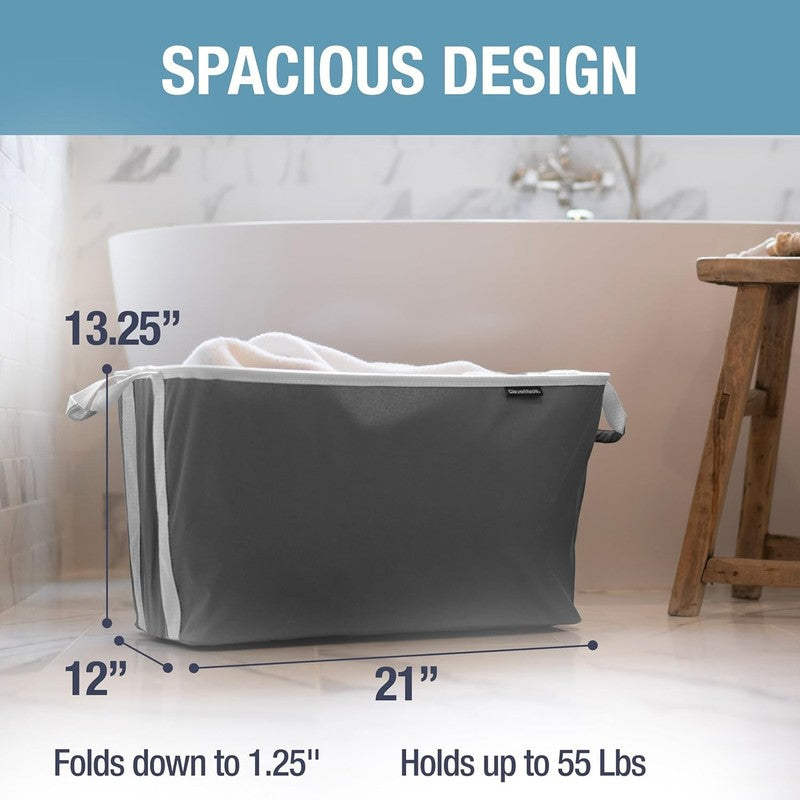Collapsible Laundry Basket Hamper 2-Pack 60L Shadow Gray Foldable Organizer2