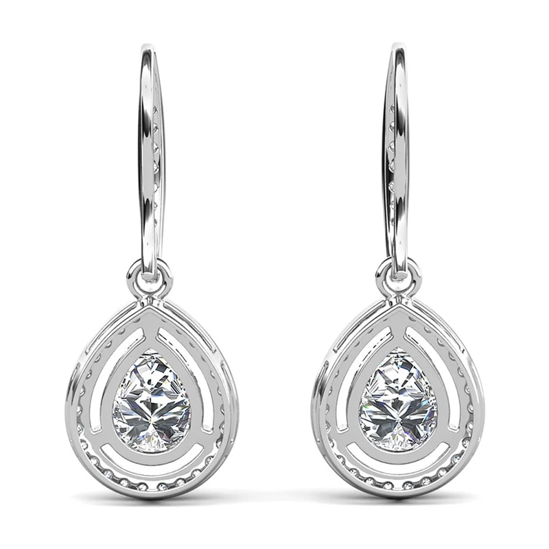 Isabel Dangle Earrings 18K White Gold Plated w/ Simulated Diamond Crystals Women7