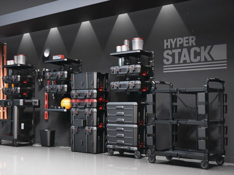 Hyper Stack Heavy Duty 3 Piece Modular Rolling Toolbox System Black10