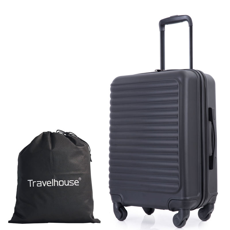 Hardshell Carry on Black Luggage 20" Light Hardside Suitcase with Spinner Wheels8