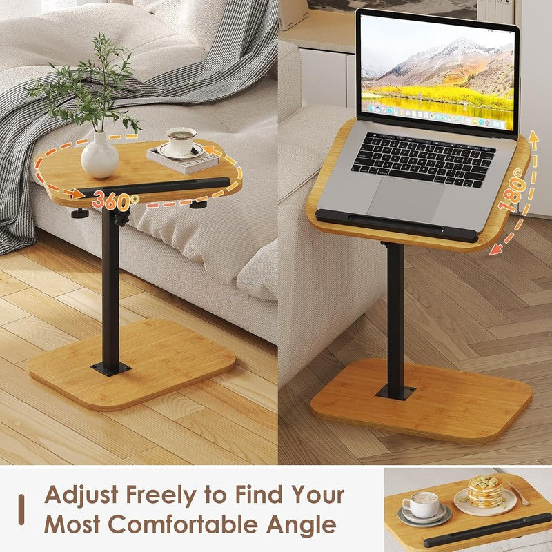 C-Shaped Sofa Arm Side Table TV Tray Small End Table Natural2