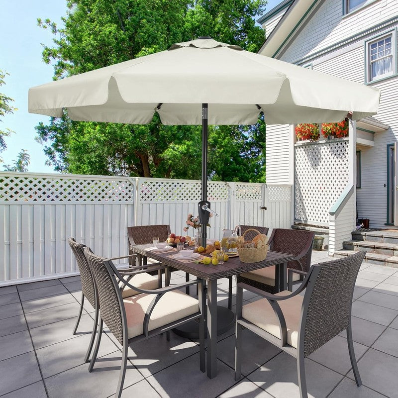 9Ft Patio Umbrella with Valance, Crank and Tilt – 8 Ribs Outdoor Market Umbrella7