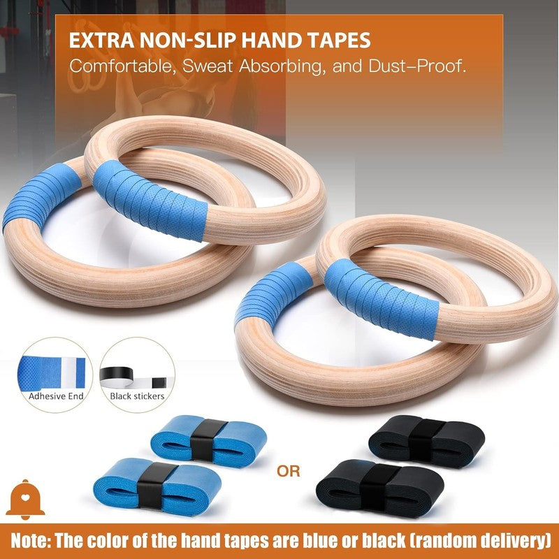 Wooden Gymnastics Rings 1500Lb, Adjustable Straps 14.76Ft, Non Slip Home Gym4