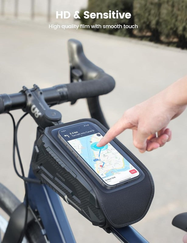 Waterproof Bike Frame Bag Phone Holder 1.6L Top Tube Pouch for Phones 7"3
