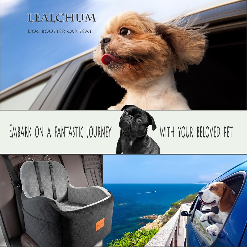 Dog Booster Car Seat for S/M Dogs up to 35Lbs,Soft 6In Elevated Cushion,Fits in 5