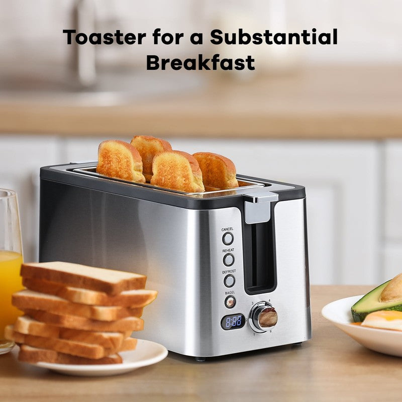 4-Slice Toaster Stainless Steel 1300W Countdown Timer Crumb Tray Silver1