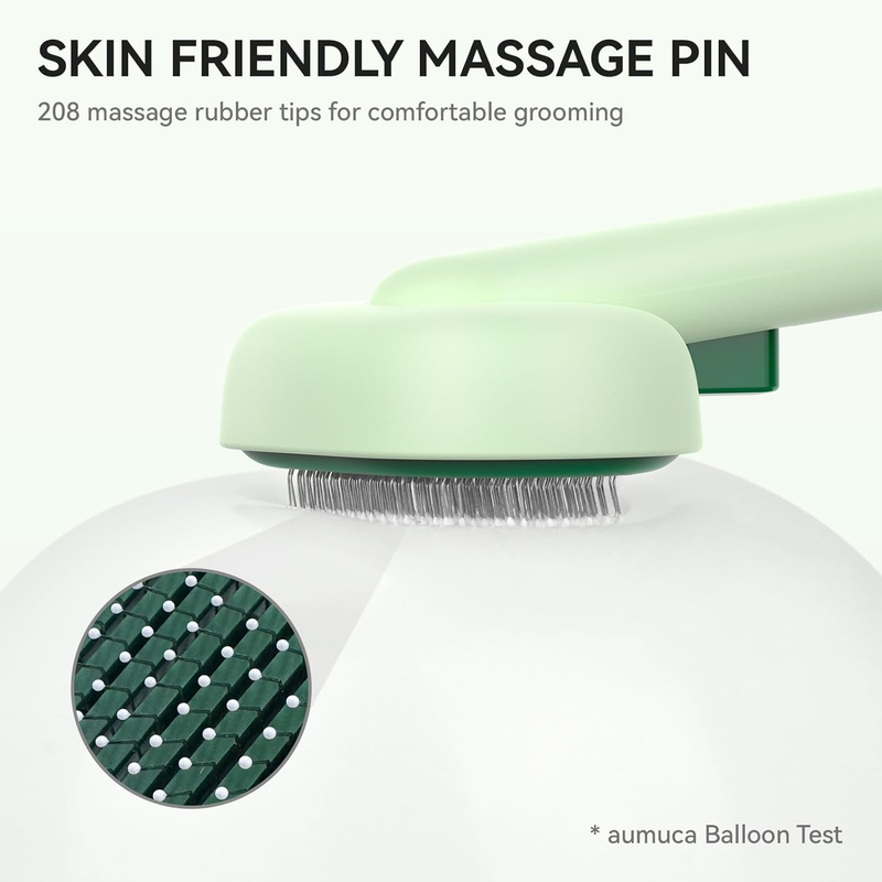 Cat Brush Shedding Cats Dogs Deshedding Removes Loose Fur Massage Forest Green4