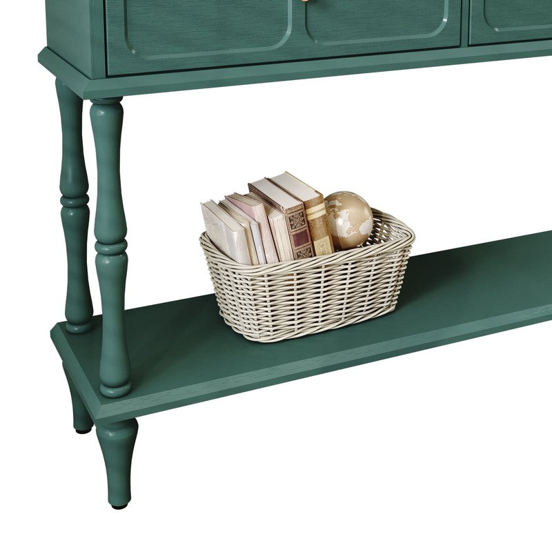 42” Mid Century Console Table Entryway w/ Storage Shelf Aged Green9