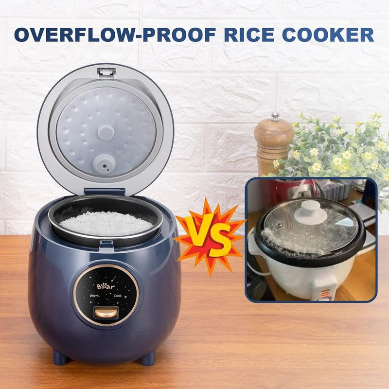 Bear Mini Rice Cooker 2 Cups, 1.2L Portable Nonstick One Button Cook & Warm Blue7