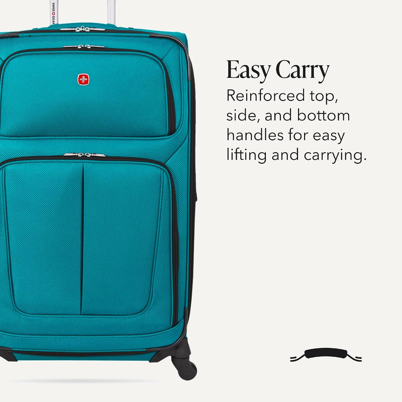 Large Softside Expandable Spinner Luggage Lightweight Travel Suitcase Teal4