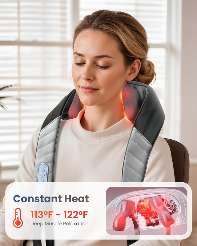 4D Neck Massager Deep Tissue Cordless Neck Shoulder Back Massager4