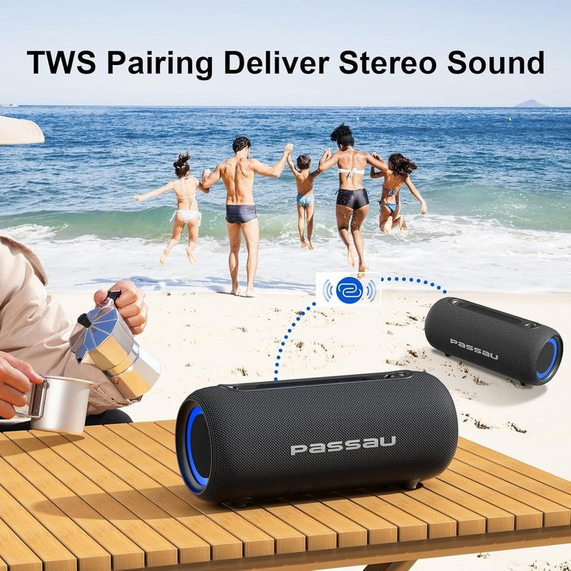 40W Portable Bluetooth Speaker Deep Bass Passive Radiators RGB Lights BT5.34