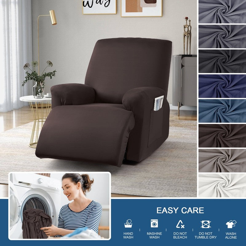 Recliner Chair Slipcover Stretch Cover with Pockets Furniture Protector, Coffee7
