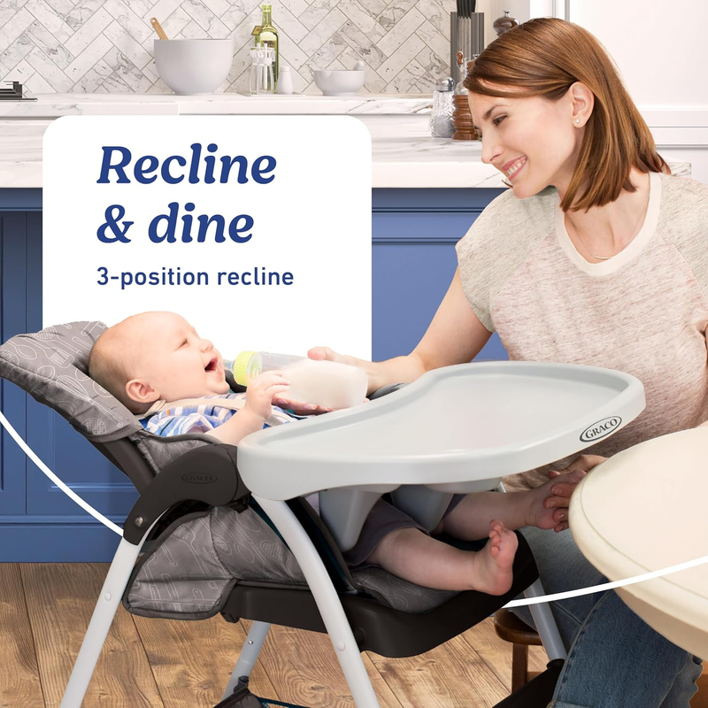 Slim Snacker High Chair, Ultra Slim, Fast-Folding, Multiple Recline Positions, C3