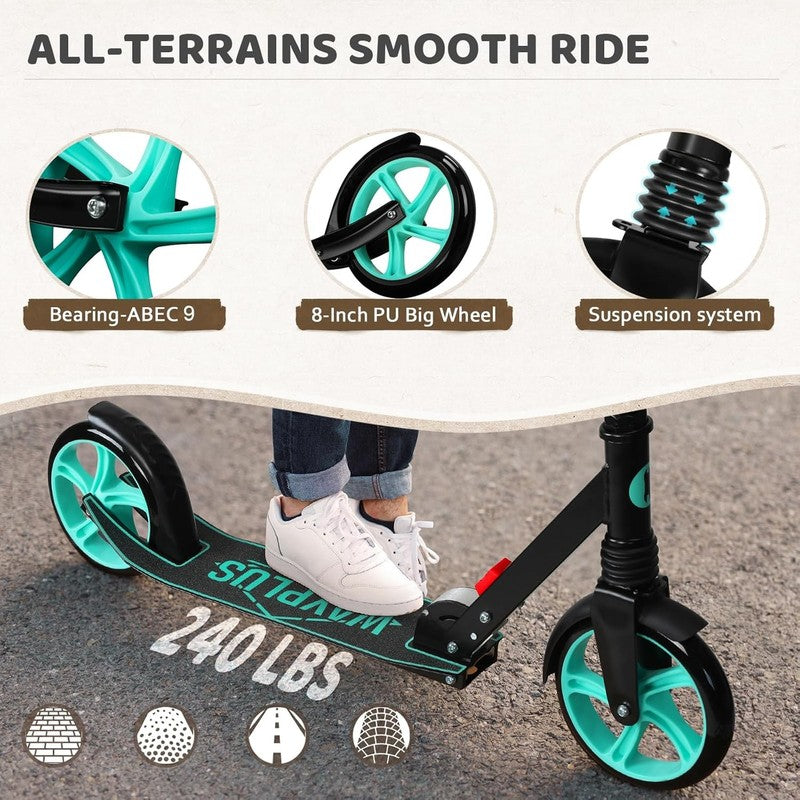 Kick Scooter Foldable 8" Wheels ABEC9 Adjustable 4 Levels Kids Teens Adults 6+3