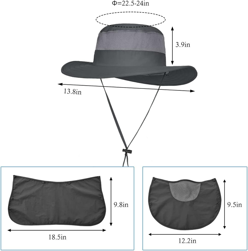 Men's Wide Brim Fishing Hat 3 Pack UPF 50+ Face Neck Flap Cap5