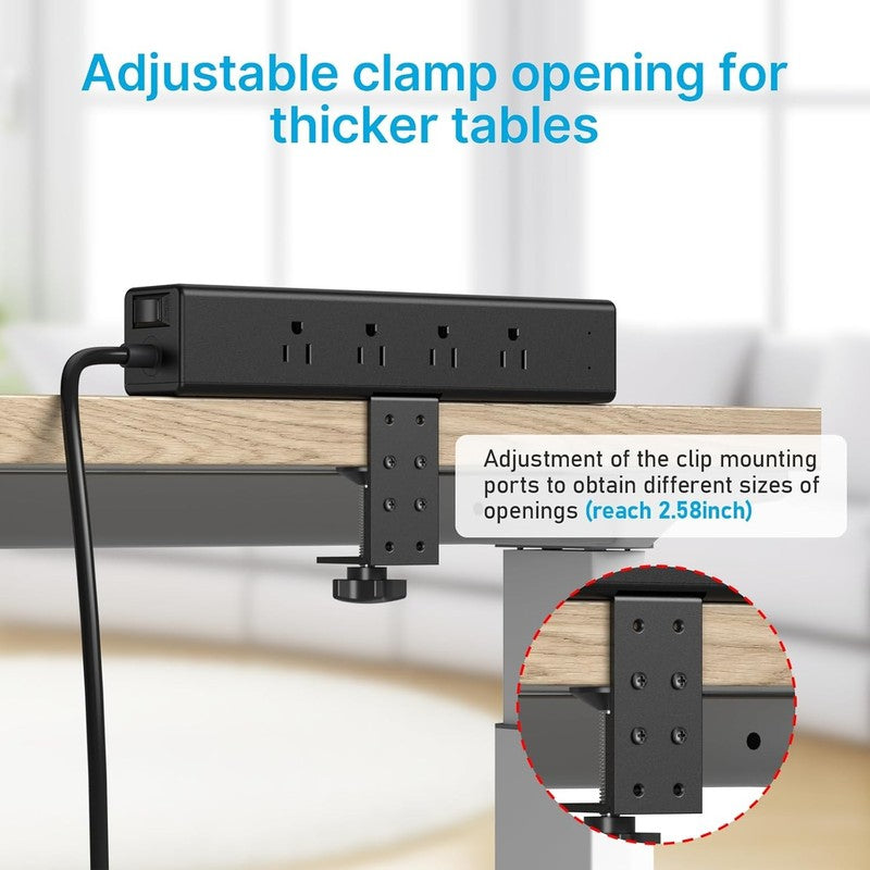 Desk Outlet Station 20W USB C Port. 12 Outlet Desktop Clamp Power Strip Surge Pr2