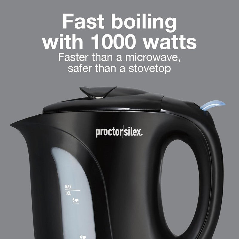 Electric Tea Kettle 1L 1000W Fast Boil Auto Shut Off Boil Dry Protection Black5