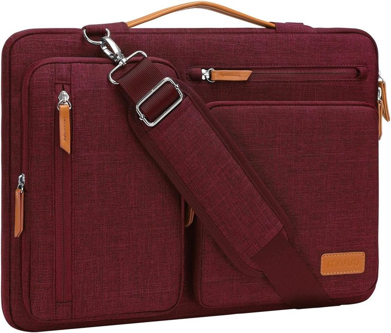 15.6 Inch Laptop Shoulder Bag 360 Protective Messenger 4 Zipper Pockets7