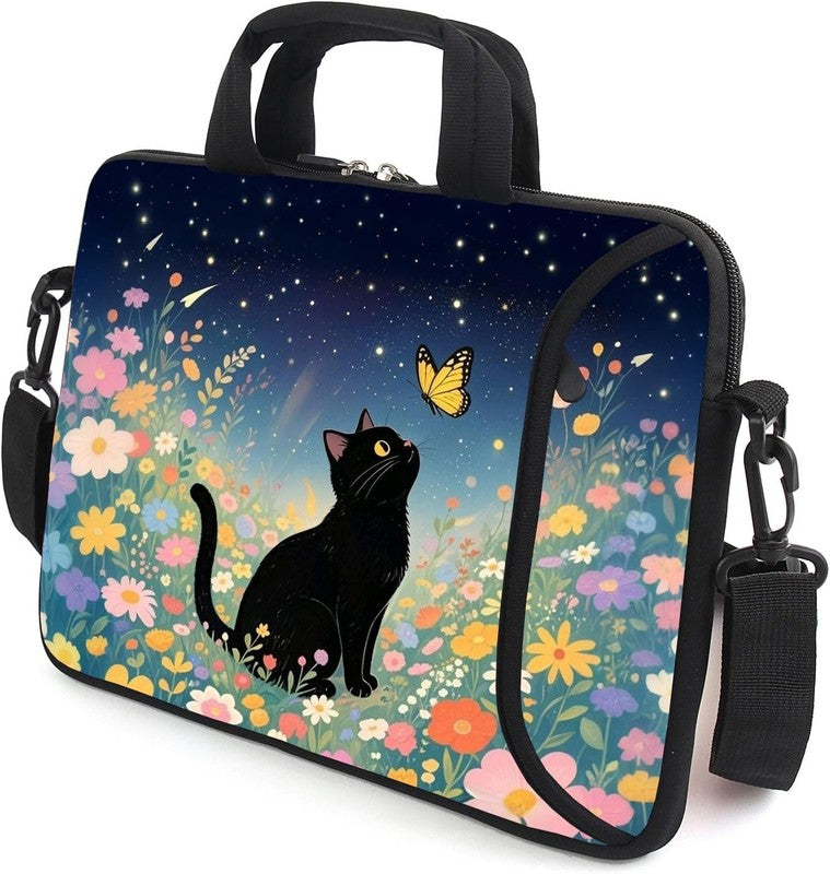 15.6 Laptop Sleeve Case Cat Shoulder Strap Handle Accessory Pocket1