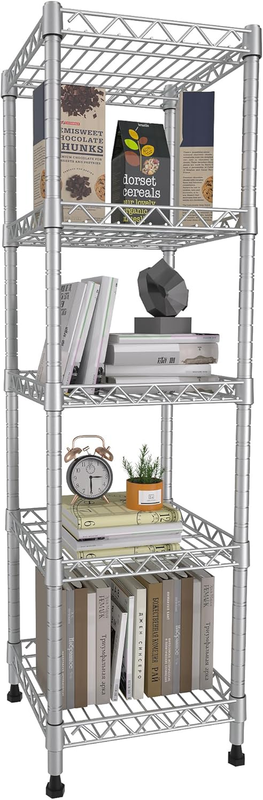 5 Tier Adjustable Metal Shelving Unit for Laundry, Bathroom, Kitchen   Grey10