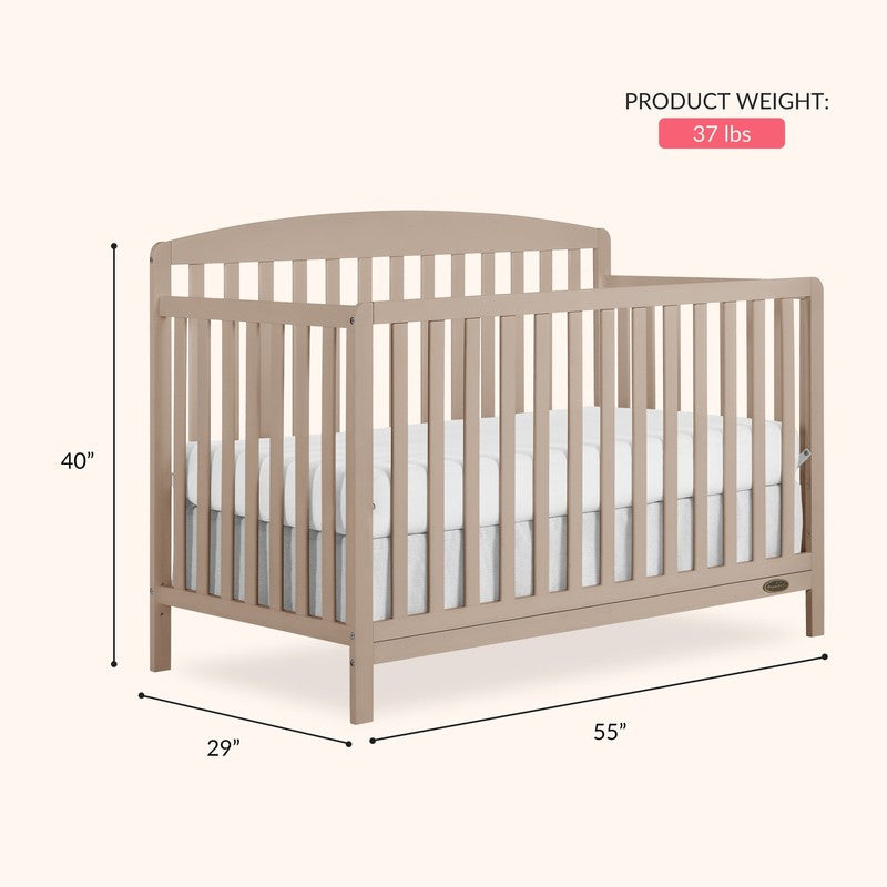 Odelle 5-In-1 Convertible Crib, Converts from Baby Crib to Toddler Bed, Day Bed,1