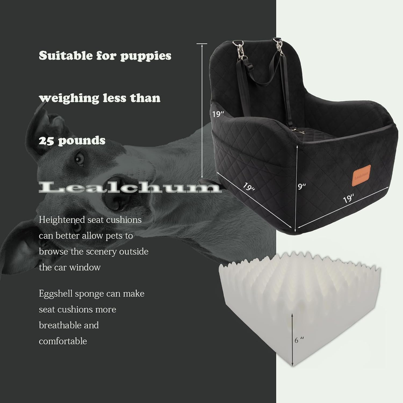Dog Booster Car Seat for Small/Medium Dogs up to 35Lbs,Elevated Cushion Fits in 1
