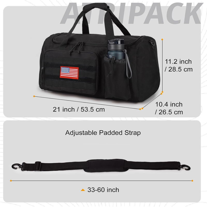 Tactical Gym Bag for Men, 40L Large Capacity Duffle Bags with Shoes Compartment,3