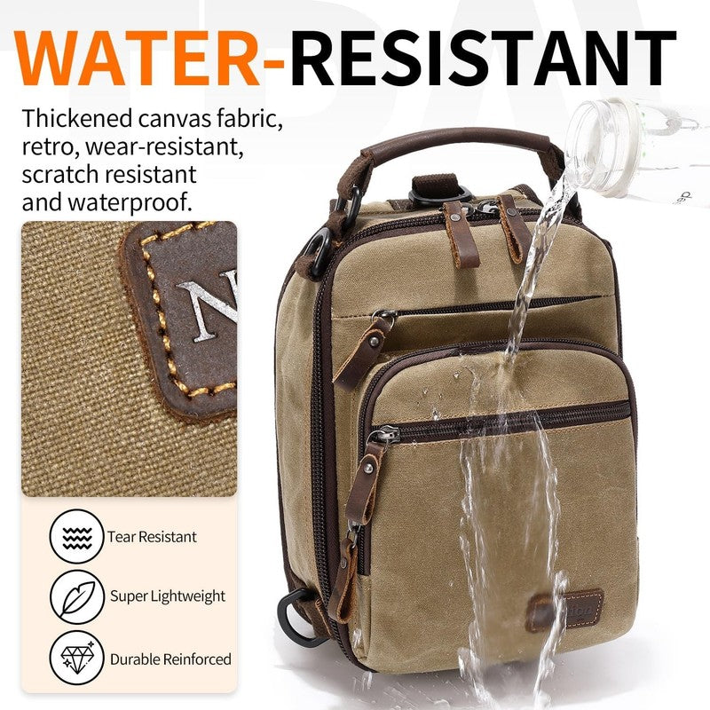 Nerlion Sling Bag Men Waxed Canvas Crossbody Chest Bag Water Resistant Daypack7