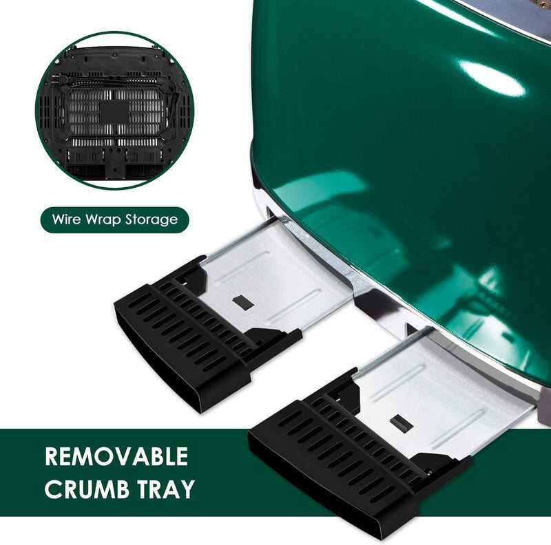 4 Slice Retro Toaster Green Stainless Steel Bagel Defrost Wide Slots4