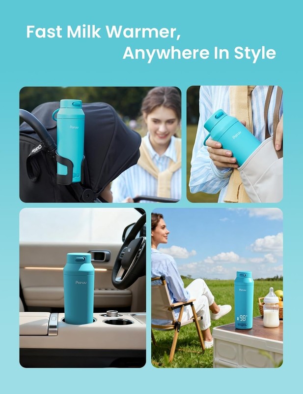 Portable Baby Bottle Warmer Fast Heat 7 Temp 12oz Travel Blue8