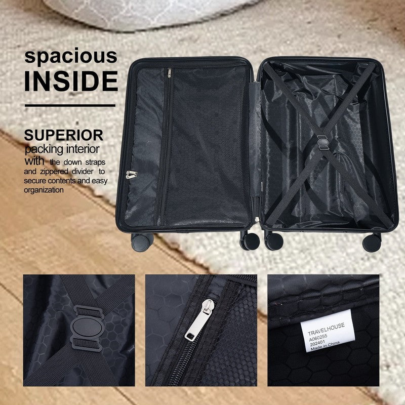 4 Piece Hardshell Luggage Set Hardside Lightweight Suitcase with TSA Lock Spinne4