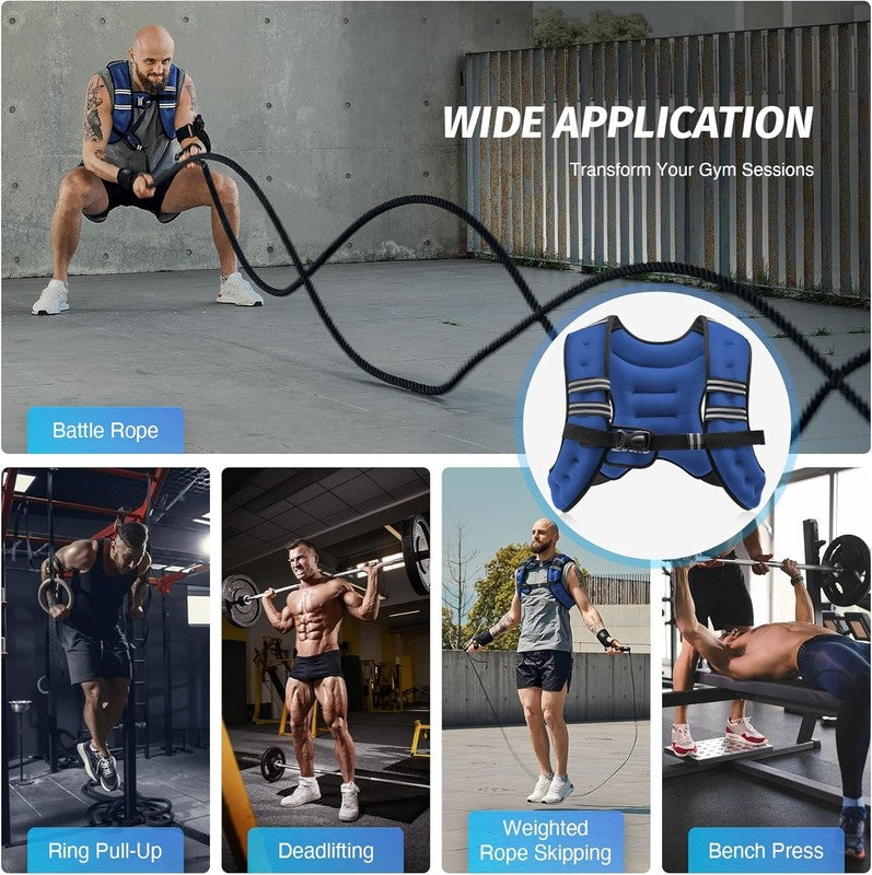 Weighted Vest 12Lb Reflective Stripe Workout Strength Training Fitness Blue4