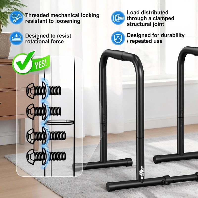 Heavy Duty Dip Station Parallette Push Up & Dip Stand Fitness Workout Bar7