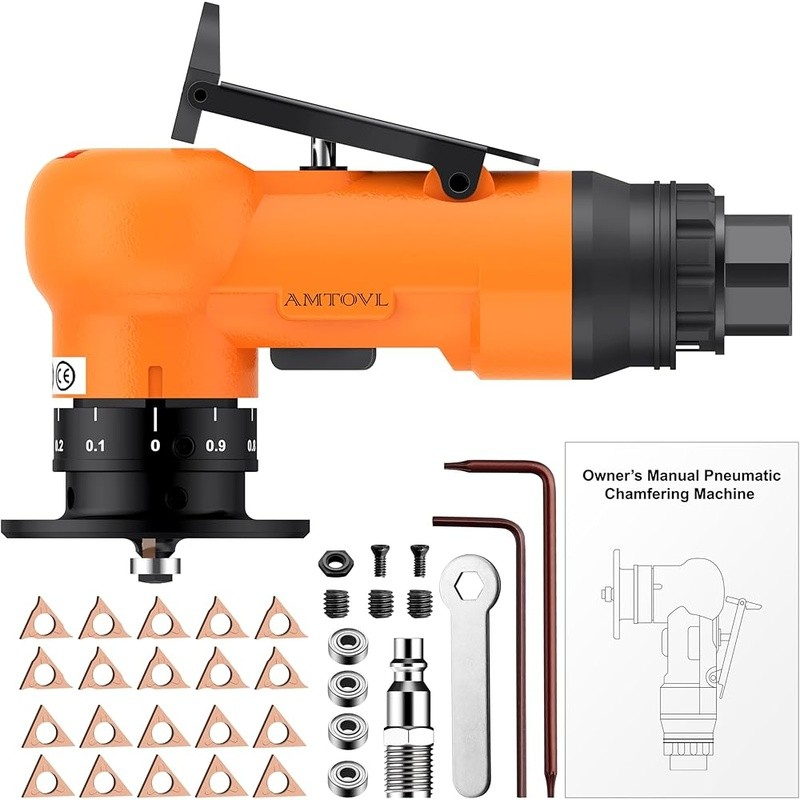 Pneumatic Chamfering Tool Mini Air Tool 30000 RPM W/ 20 Blades Adjustable Depth8