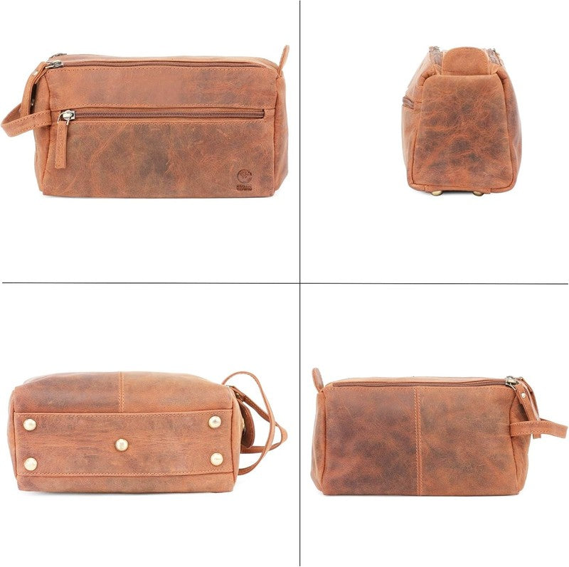 Leather Toiletry Bag Dopp Kit Travel Organizer Makeup Shaving Case4