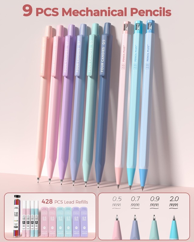 56 PCS Aesthetic Supplies with Large Pencil Case, 6 Colored Ballpoint Pens, 12 P6