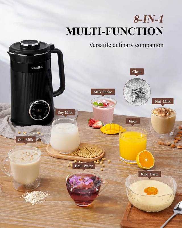 32oz Automatic Soy & Plant Milk Maker, Almond, Oat, Coconut, Non Dairy, Black1