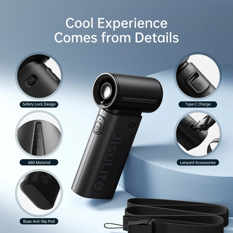 Portable Handheld Fan 40000 RPM Turbo 5000mAh USB Rechargeable Black4