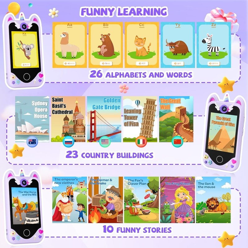 Kids Smart Phone for Girls Gifts - Toddler Christmas Birthday Gift for Age 3 4 54