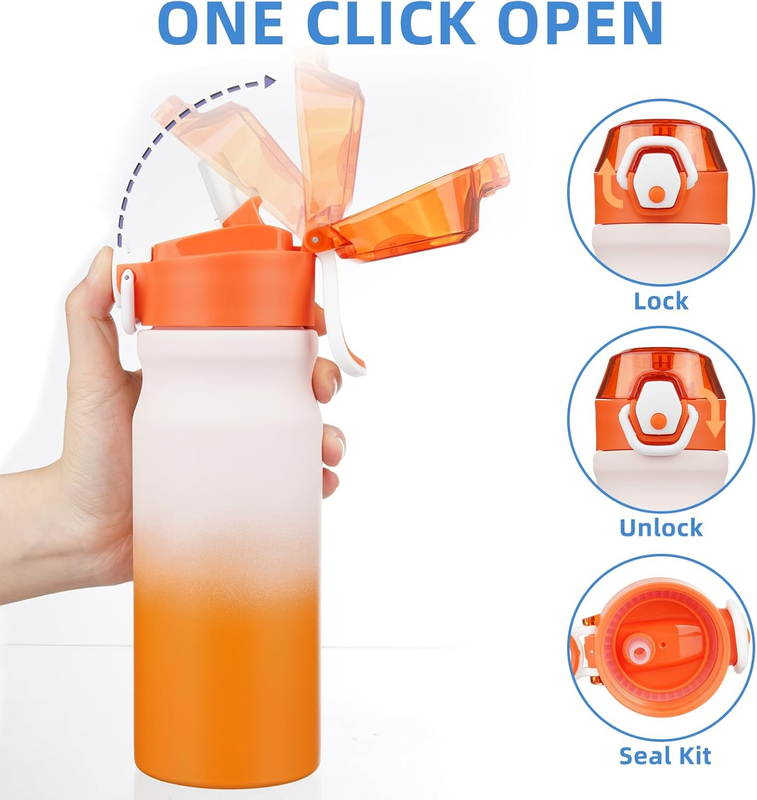 Stainless Steel Insulated Water Bottle with Straw Lid 18Oz Reusable Metal Therma2