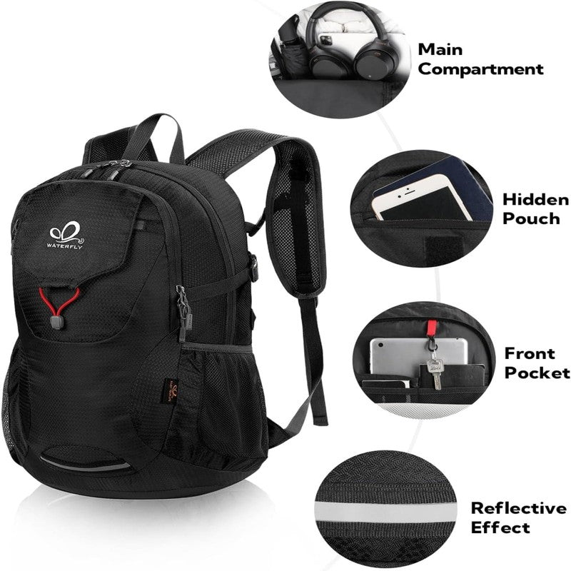 Unisex 30L Small Foldable Packable Travel Hiking Nylon Backpacks Daypack,Black2