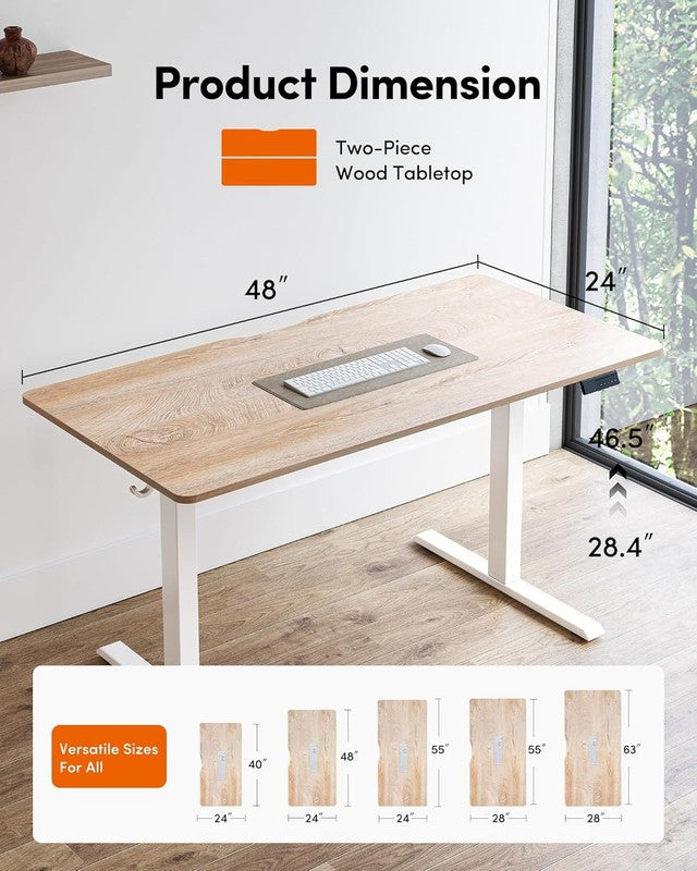 48"x24" Electric Standing Desk Adjustable Sit Stand Computer Office Maple Top2